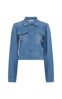Light Blue Denim / Veste Roland à col en pointe - Light Blue Denim