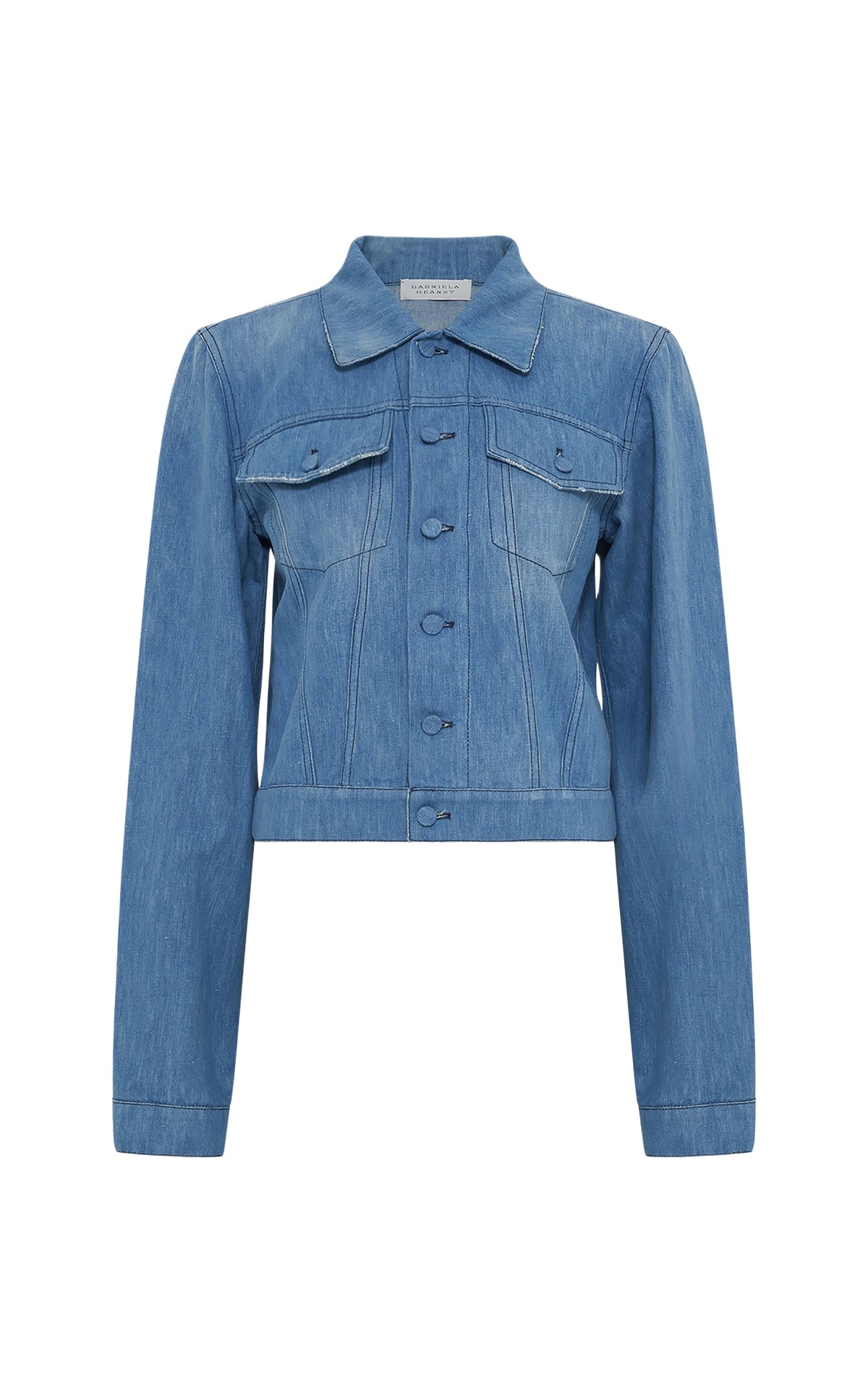 Light Blue Denim / Veste Roland à col en pointe - Light Blue Denim