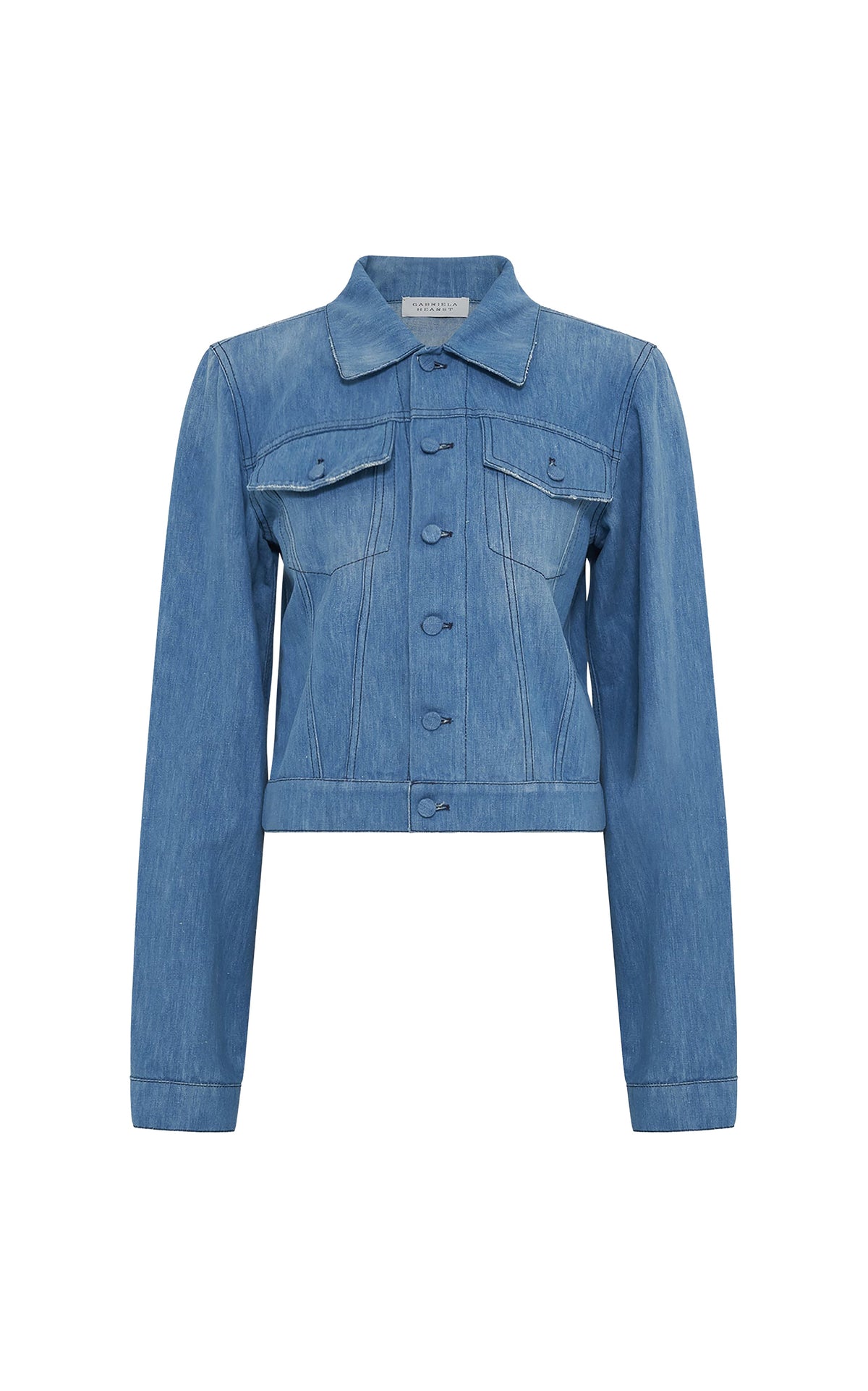 Roland Jacket en denim bleu clair washed coton lin denim