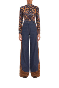 Ikat pineapple jersey blouse - Blue