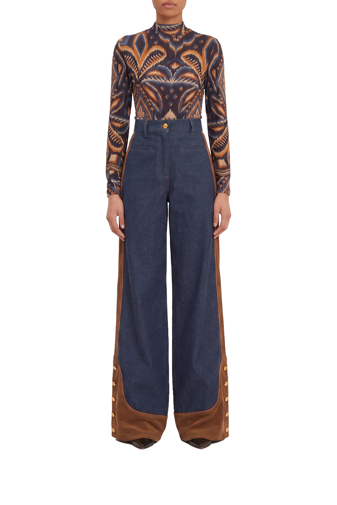 Ikat pineapple jersey blouse - Blue