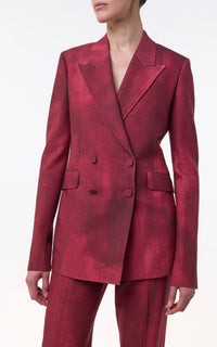 Angela Blazer en bordeaux barre laine drap de costume