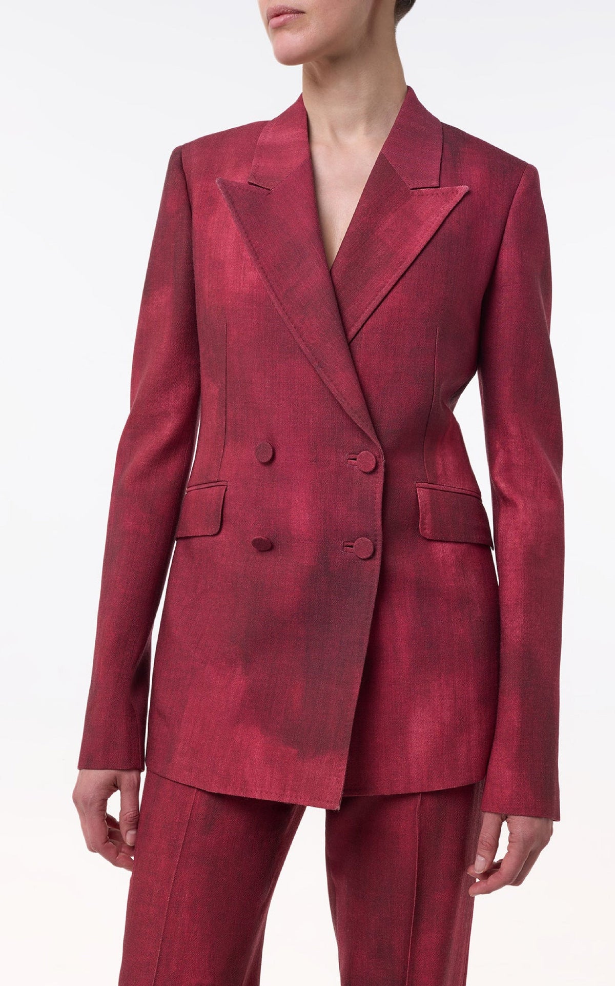 Angela Blazer en bordeaux barre laine drap de costume