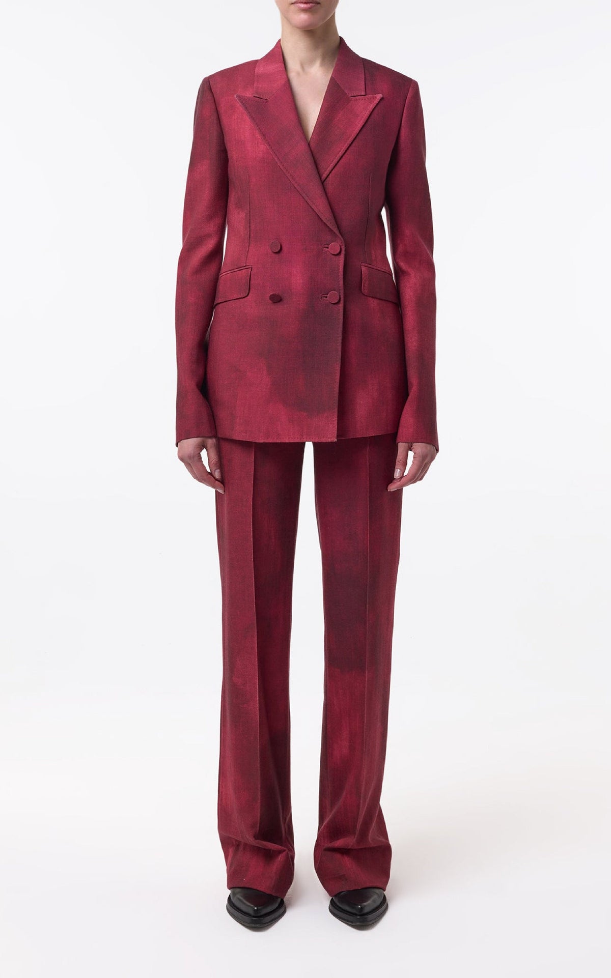 Angela Blazer en bordeaux barre laine drap de costume