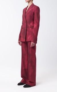 Angela Blazer en bordeaux barre laine drap de costume