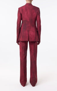 Angela Blazer en bordeaux barre laine drap de costume