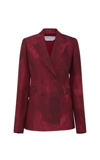 Angela Blazer en bordeaux barre laine drap de costume
