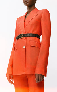 Angela Blazer en épice barre laine drap de costume