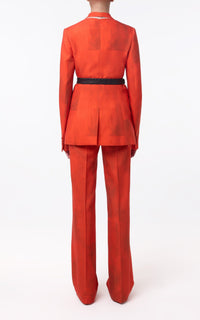 Angela Blazer en épice barre laine drap de costume