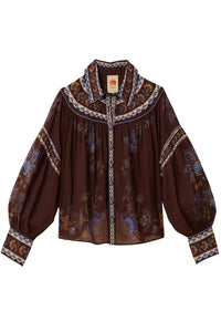DJV_Embroidered Garden Brown Chemises & Blouses - Embroidered Garden Brown