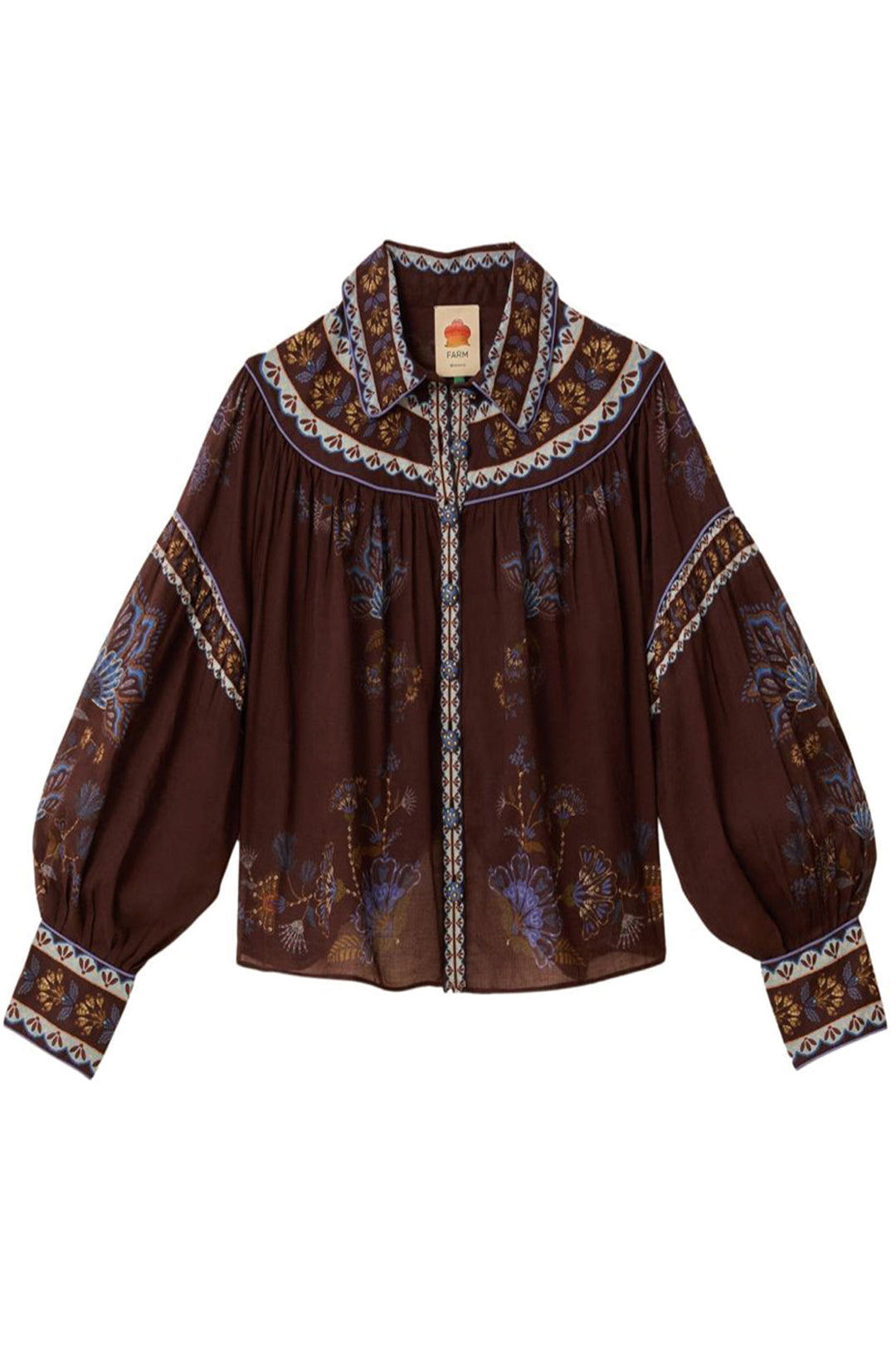DJV_Embroidered Garden Brown Chemises & Blouses - Embroidered Garden Brown
