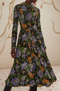 DJV_Capri Floral Black Robes midi - Capri Floral Black