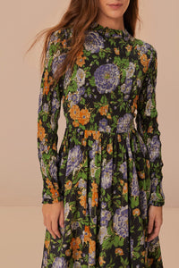 DJV_Capri Floral Black Robes midi - Capri Floral Black