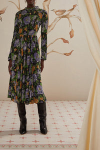 DJV_Capri Floral Black Robes midi - Capri Floral Black