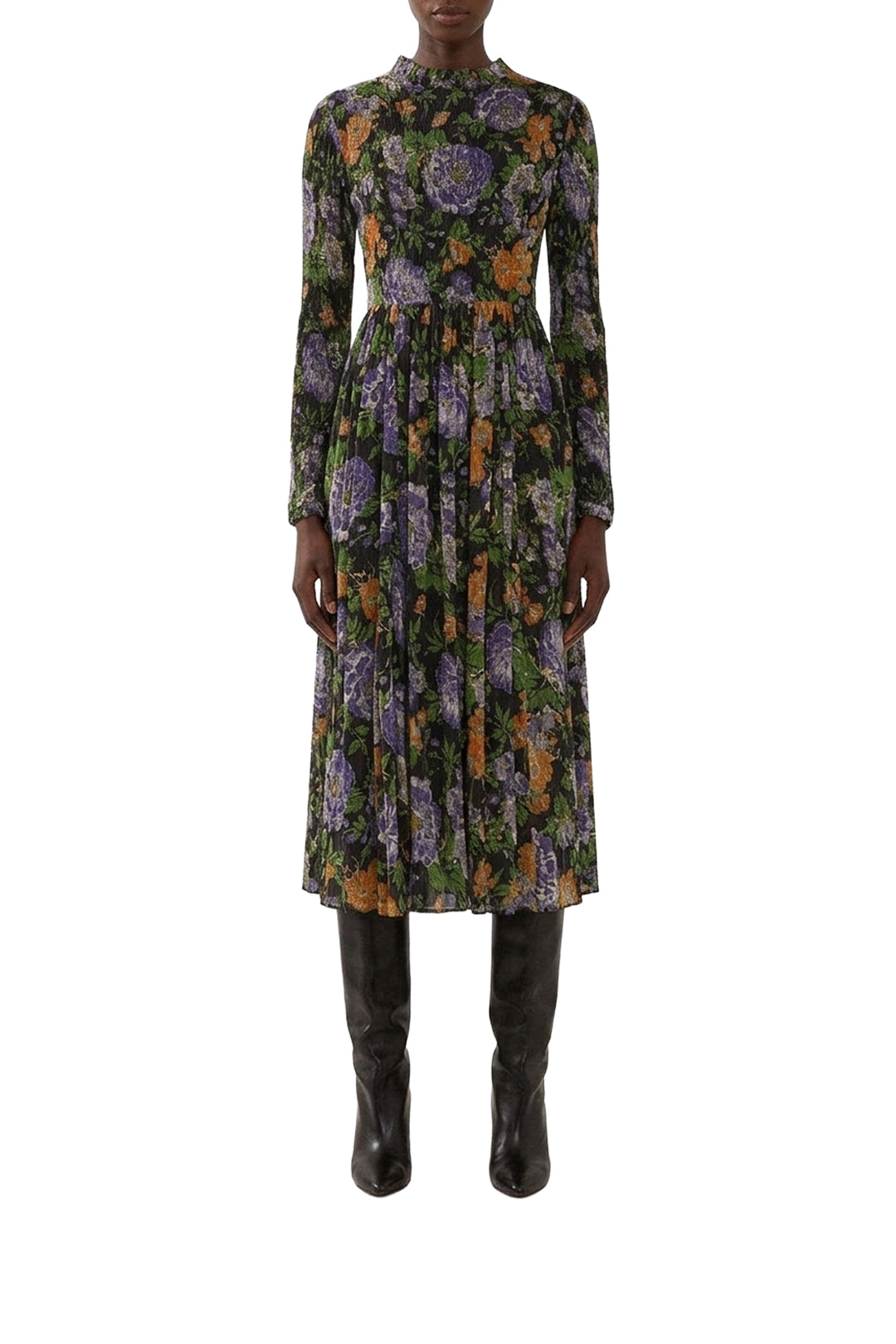 DJV_Capri Floral Black Robes midi - Capri Floral Black