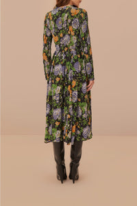 DJV_Capri Floral Black Robes midi - Capri Floral Black