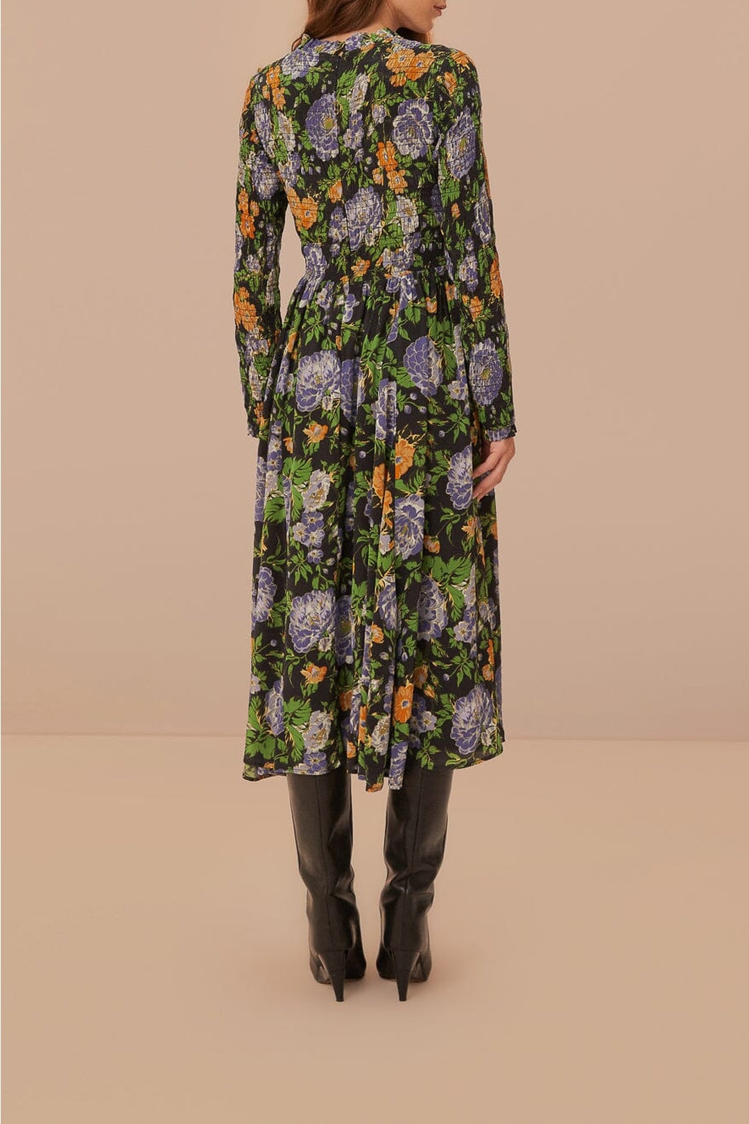 DJV_Capri Floral Black Robes midi - Capri Floral Black