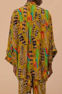 Blouse Plumes d'amazone à manches longues - Jaune