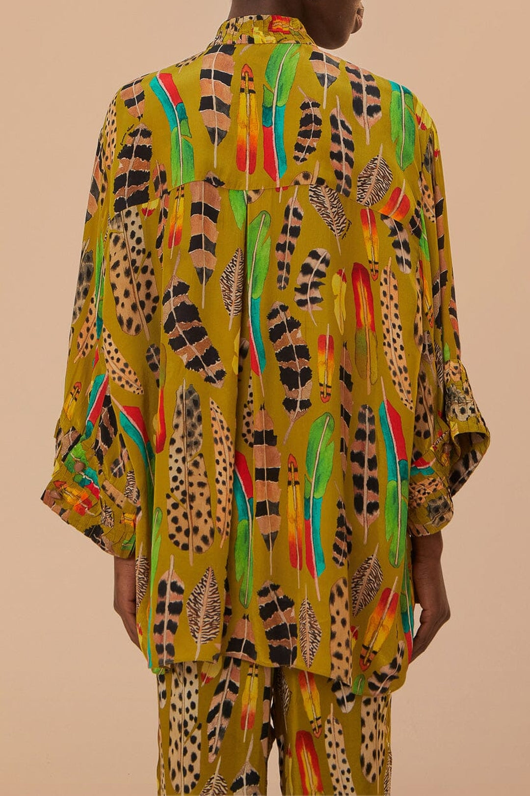 Blouse Plumes d'amazone à manches longues - Jaune