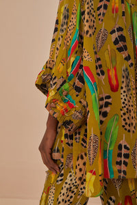 Blouse Plumes d'amazone à manches longues - Jaune