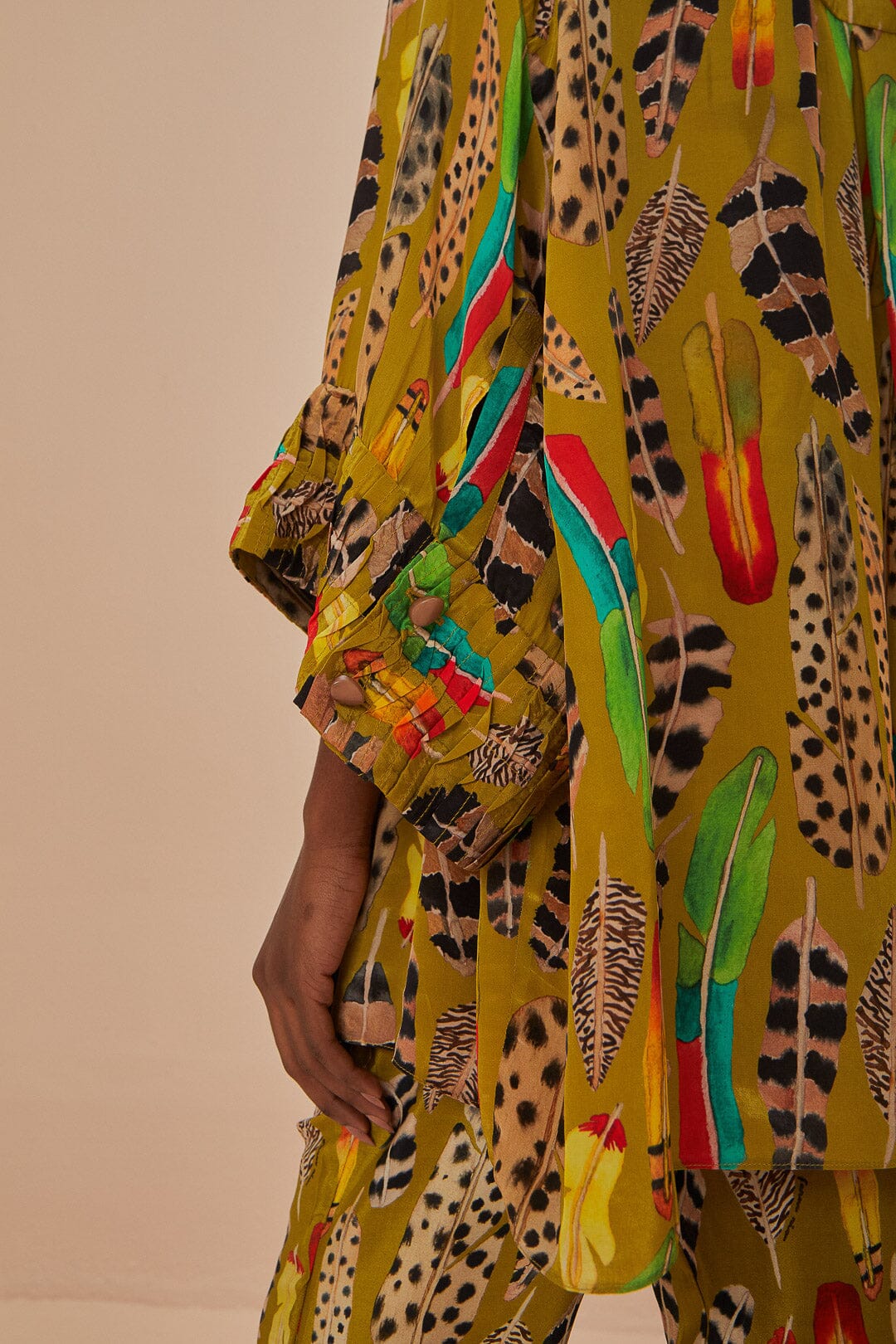 Blouse Plumes d'amazone à manches longues - Jaune
