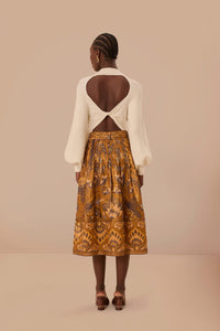 Jupe midi Heart Forest Gold en coton - Camel