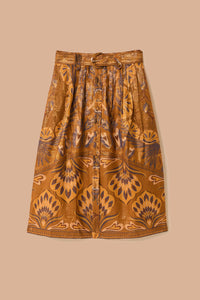 Jupe midi Heart Forest Gold en coton - Camel