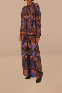 Pantalon à double ceinture et motif cœurs - Orange