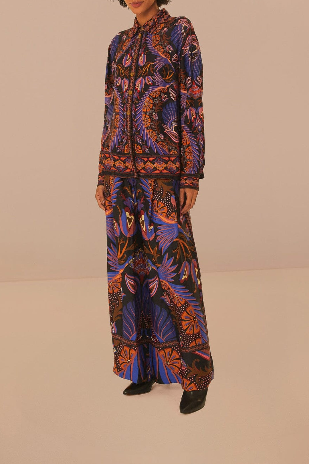 Pantalon à double ceinture et motif cœurs - Orange