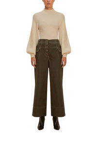 Cotton low-rise trousers with pockets - Green
