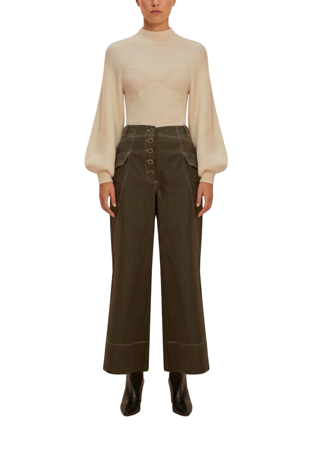 Cotton low-rise trousers with pockets - Green