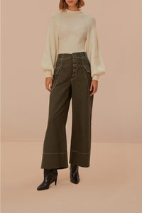 Cotton low-rise trousers with pockets - Green