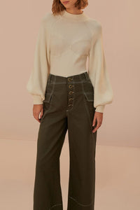 Cotton low-rise trousers with pockets - Green