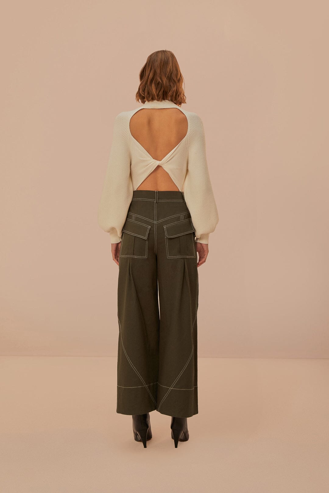 Cotton low-rise trousers with pockets - Green