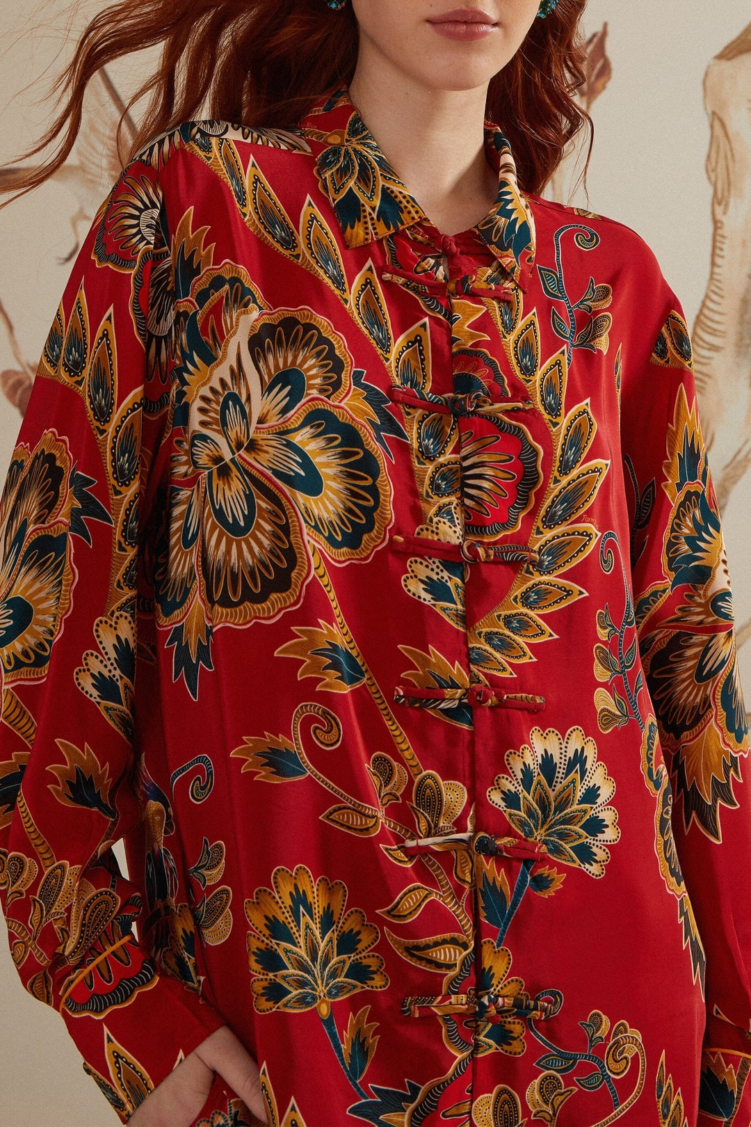 DJV_Maxi Floral Red Chemises & Blouses - Maxi Floral Red