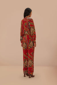 Pantalon long à fleurs - Rouge