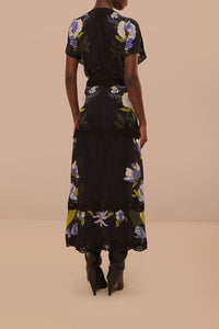 Robe longue Jardin de rêve à dentelle - Noir