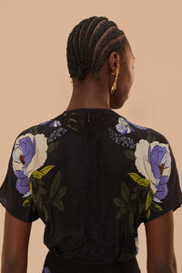 Robe longue Jardin de rêve à dentelle - Noir