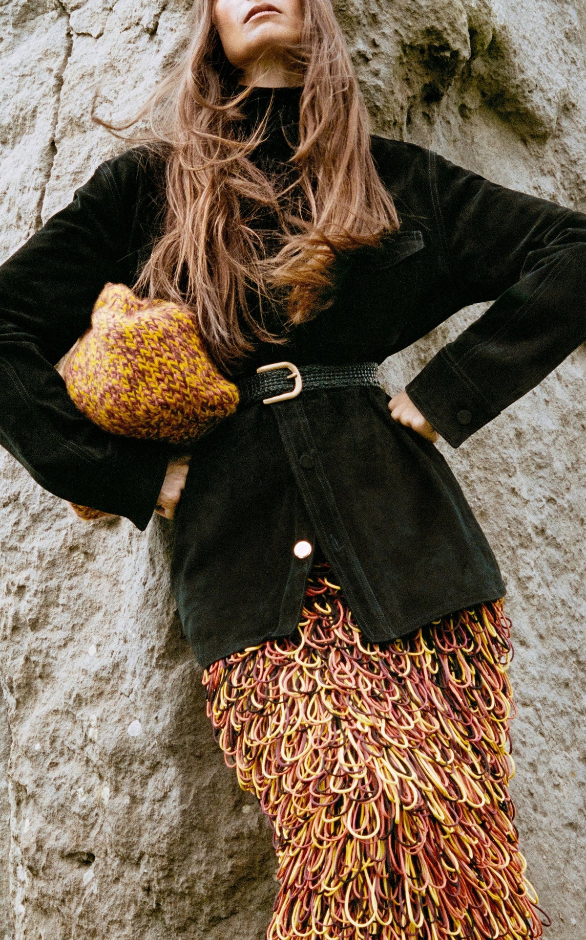 Cadmium Yellow & Spice & Bordeaux / Sac Mrina en cachemire - Cadmium Yellow & Spice & Bordeaux