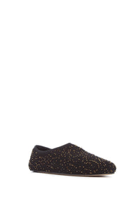 Callie Knit Ballerina en noir / or beaded bouclette
