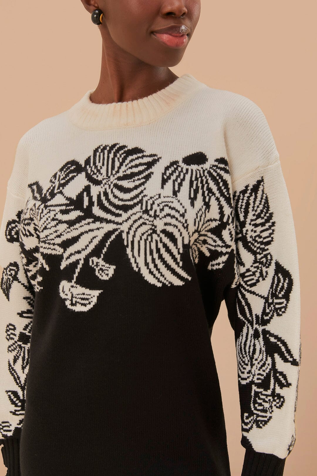Robe courte Jardin surréaliste en maille - Noir