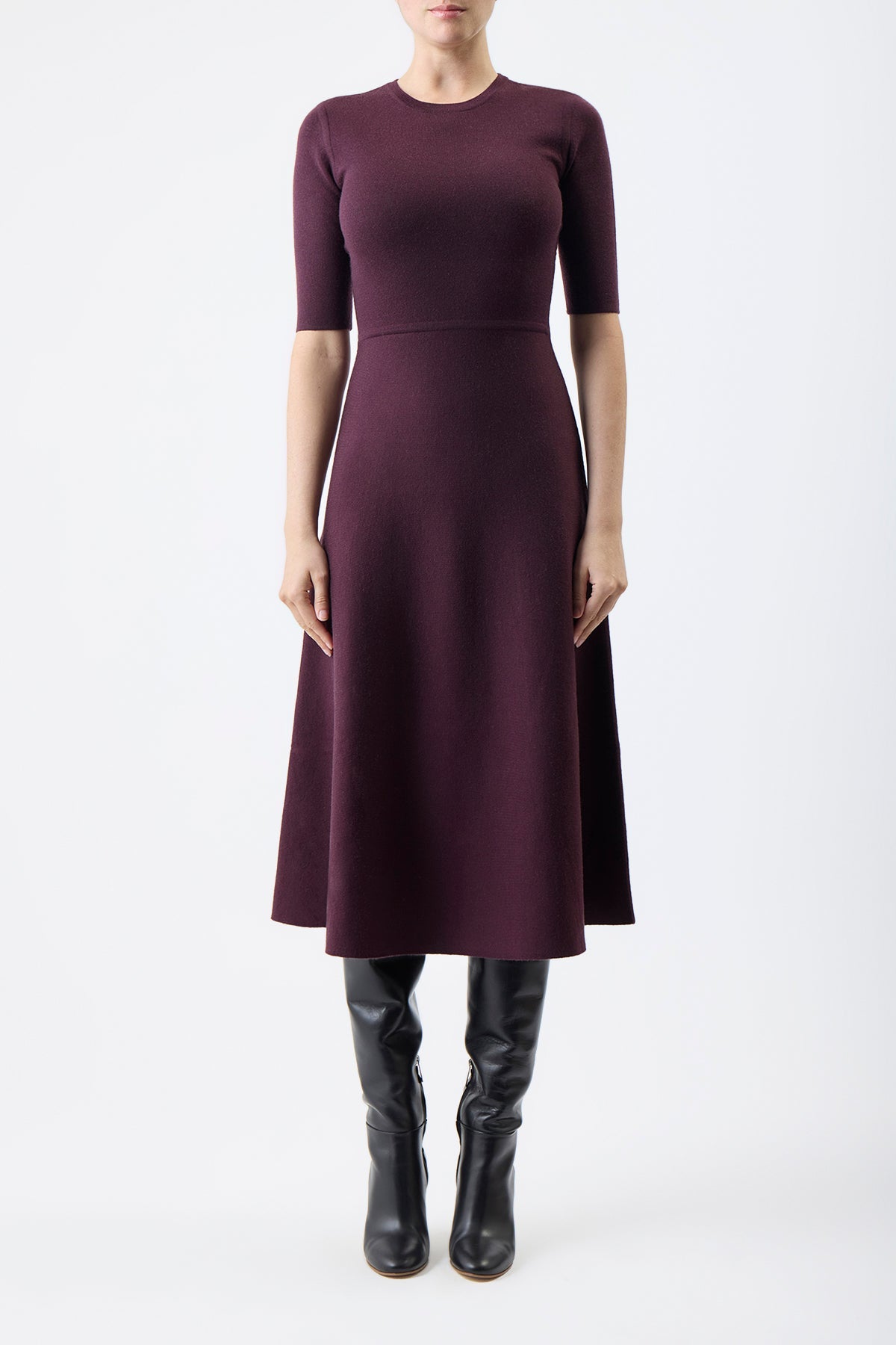 Seymore Dress en bordeaux wanaka mérinos cachemire