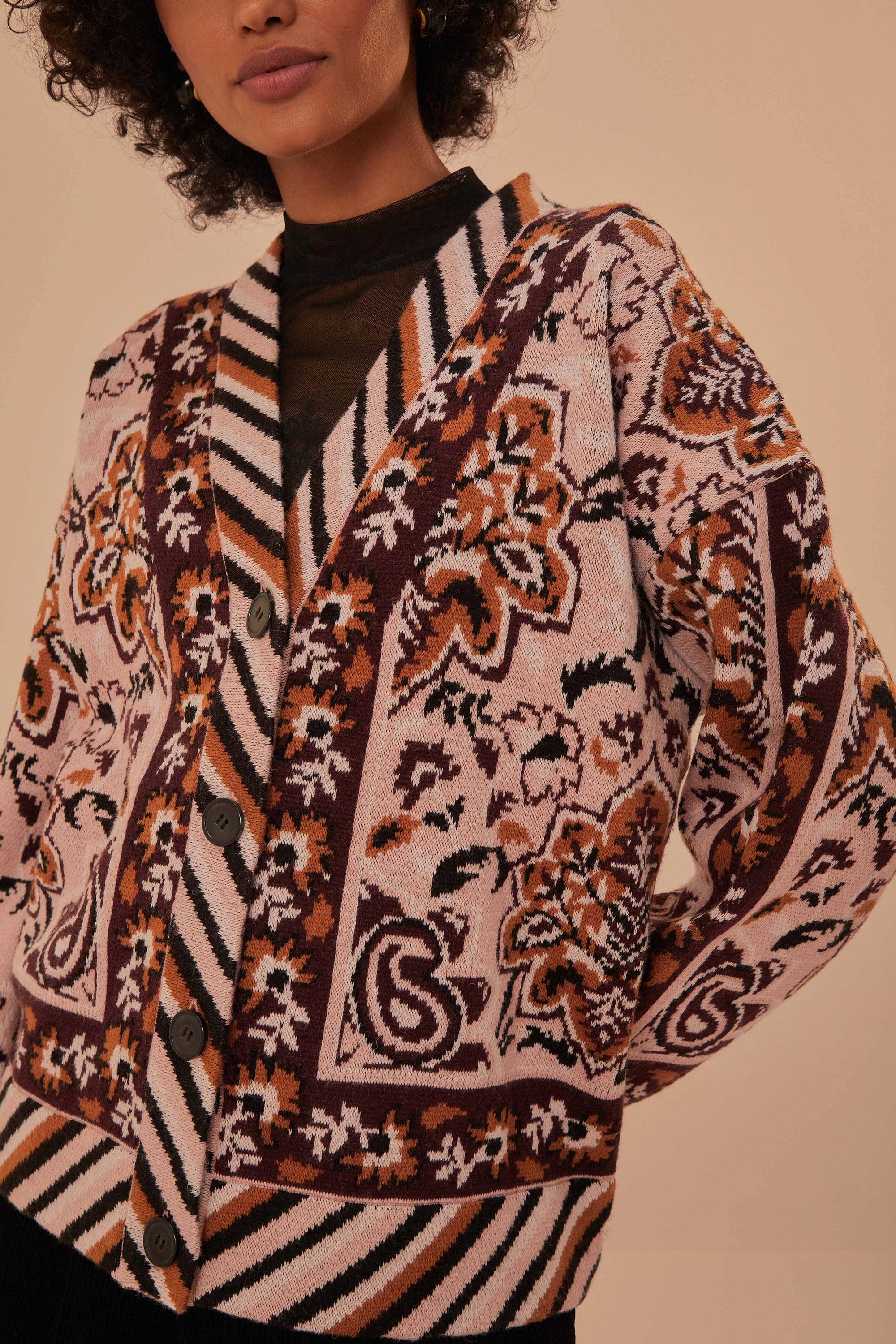 DJV_Glam Tapestry Burgundy Cardigans & Pulls - Glam Tapestry Burgundy
