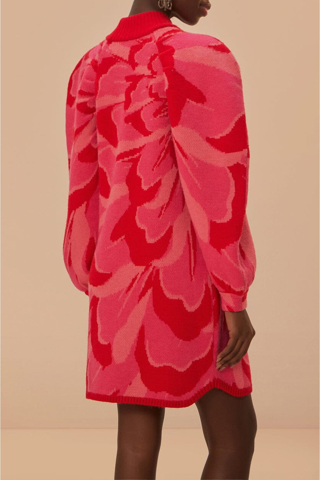 Robe courte à fleurs audacieuses en maille - Rose