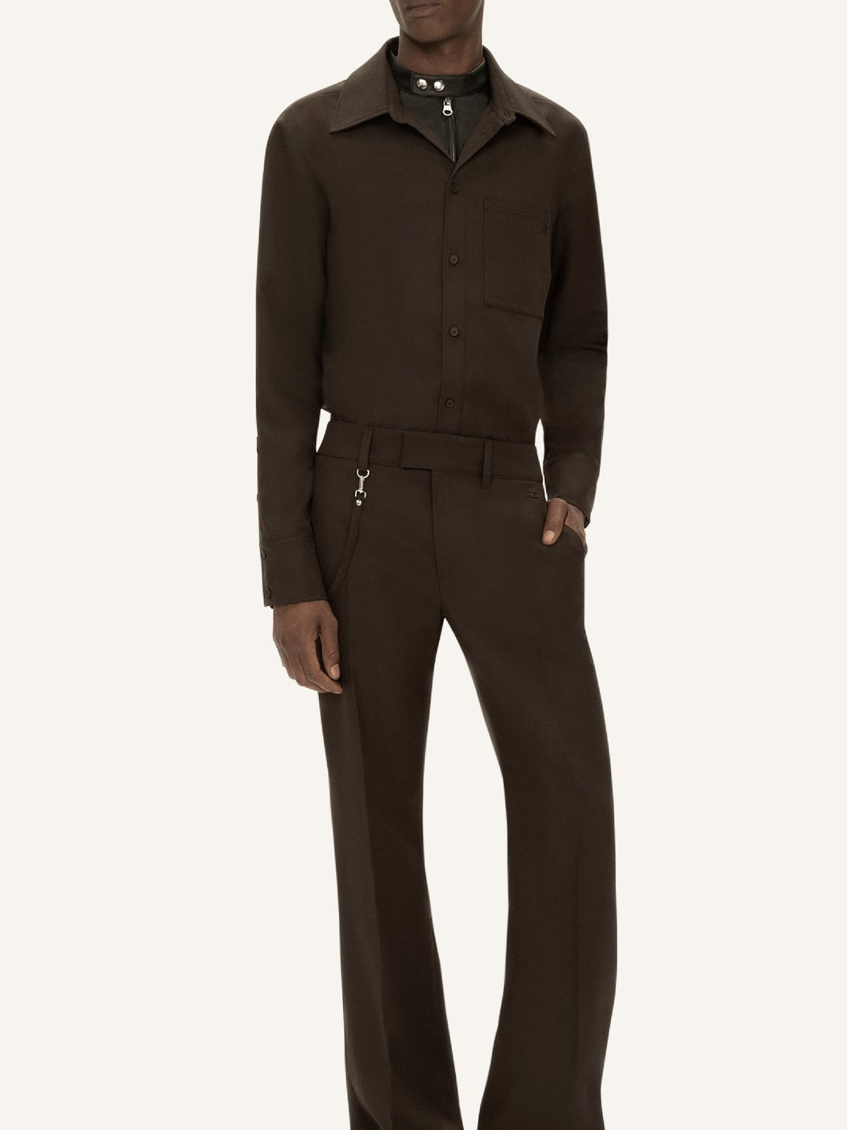 Pantalon bootcut en sergé - Chocolate