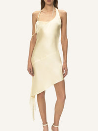 Asymmetrical satin dress - Limoncello