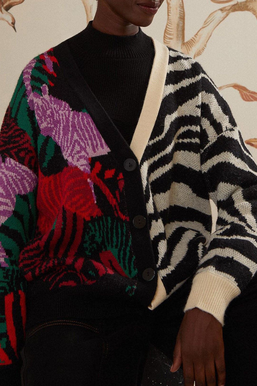 Zebra knitted cardigan - Black