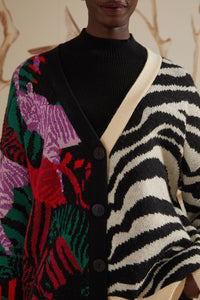 Zebra knitted cardigan - Black