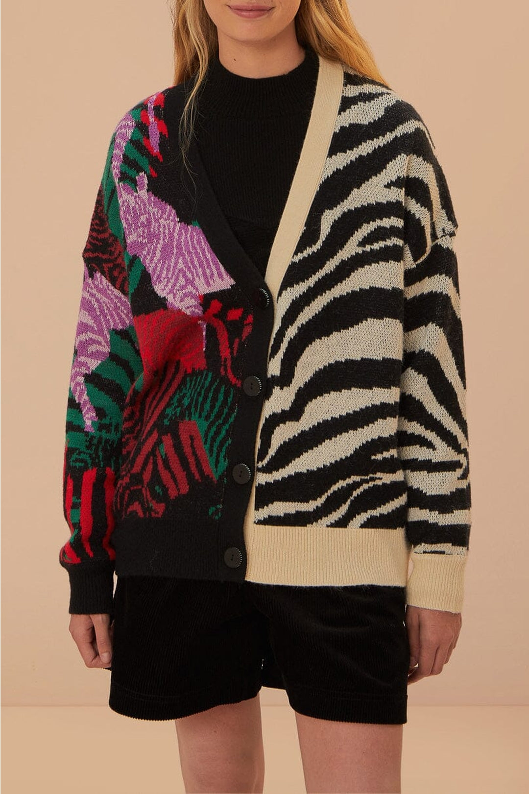 Zebra knitted cardigan - Black