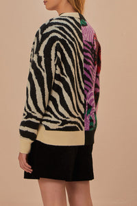 Zebra knitted cardigan - Black